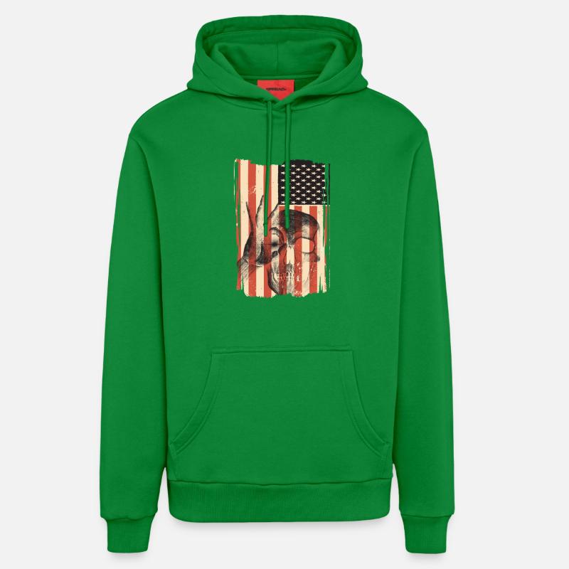 Drapeau des États-Unis avec crâne - Sweat à capuche bio décontracté fabriqué en UE - City Green