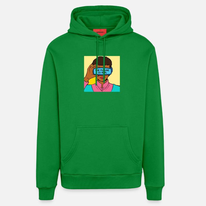 L’avenir, c’est Real VR Vision - Sweat à capuche bio décontracté fabriqué en UE - City Green