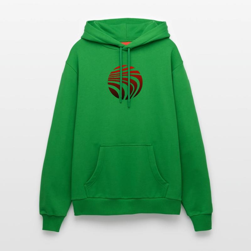 Psychedelic Pattern Red Black Gradient Organic Relaxed Hoodie Made in EU