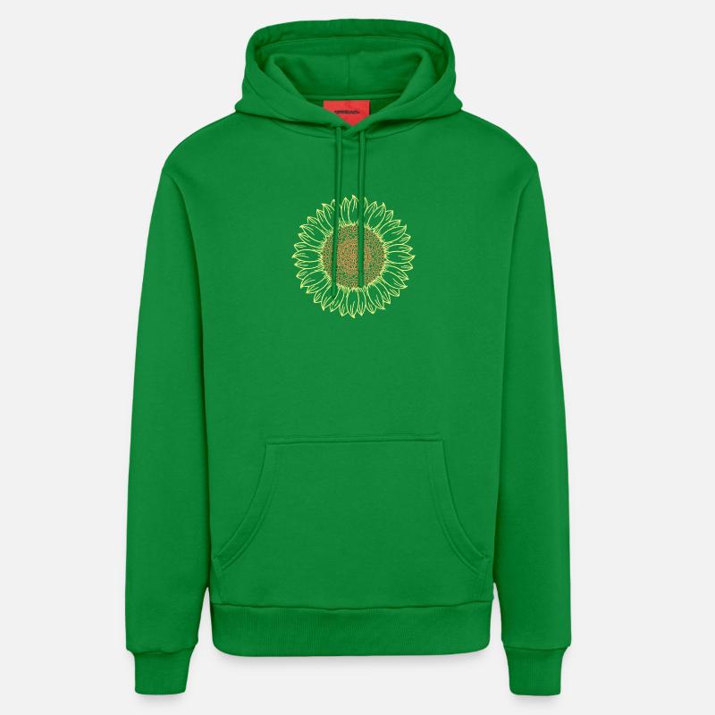 Conception complexe de mandala tournesol - Sweat à capuche bio décontracté fabriqué en UE - City Green