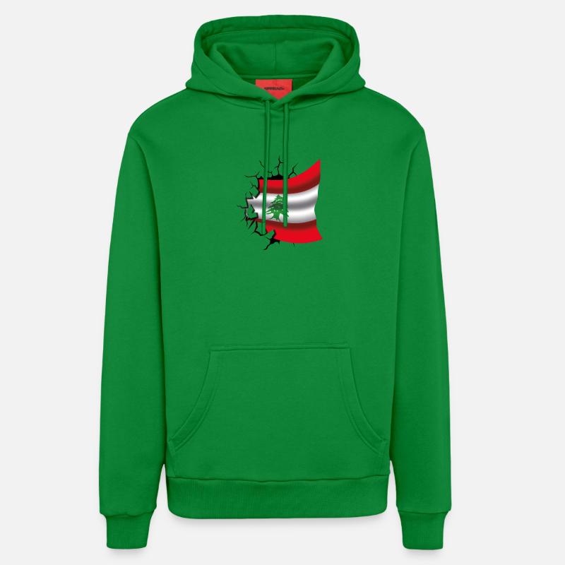 Drapeau du Liban - Drapeau Broken Design - Sweat à capuche bio décontracté fabriqué en UE - City Green