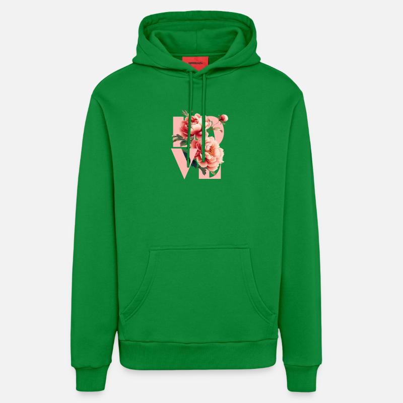 Design élégant de pivoine florale - Sweat à capuche bio décontracté fabriqué en UE - City Green