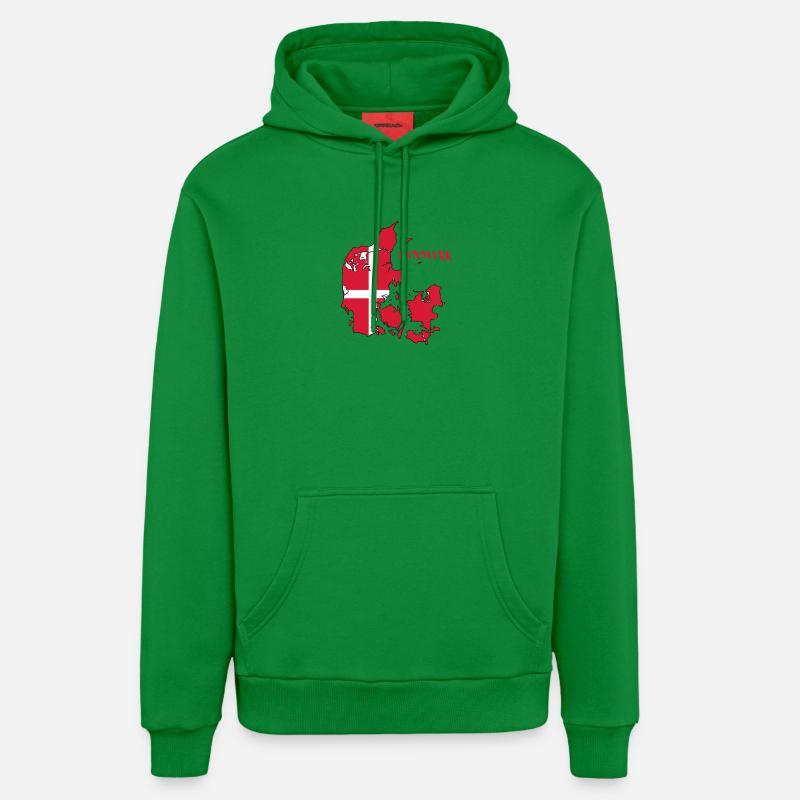 Carte du Danemark avec drapeau - Sweat à capuche bio décontracté fabriqué en UE - City Green