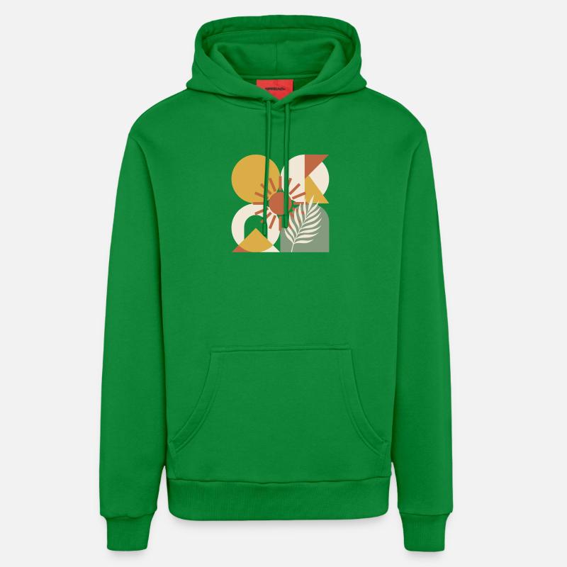 Bohème, abstract et géométrique botanique - Sweat à capuche bio décontracté fabriqué en UE - City Green