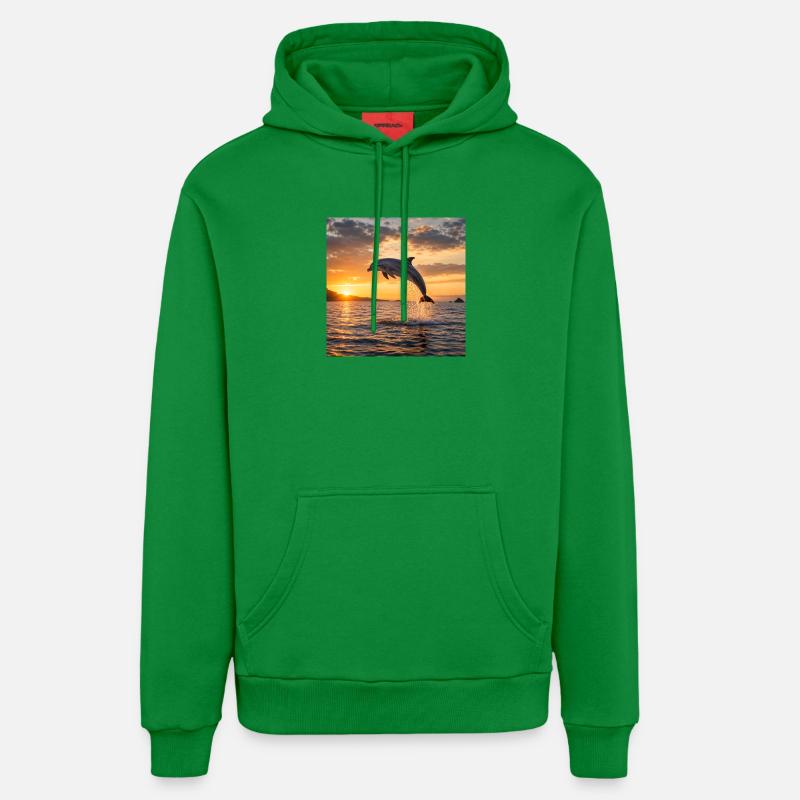 Dauphin au coucher du soleil - Sweat à capuche bio décontracté fabriqué en UE - City Green