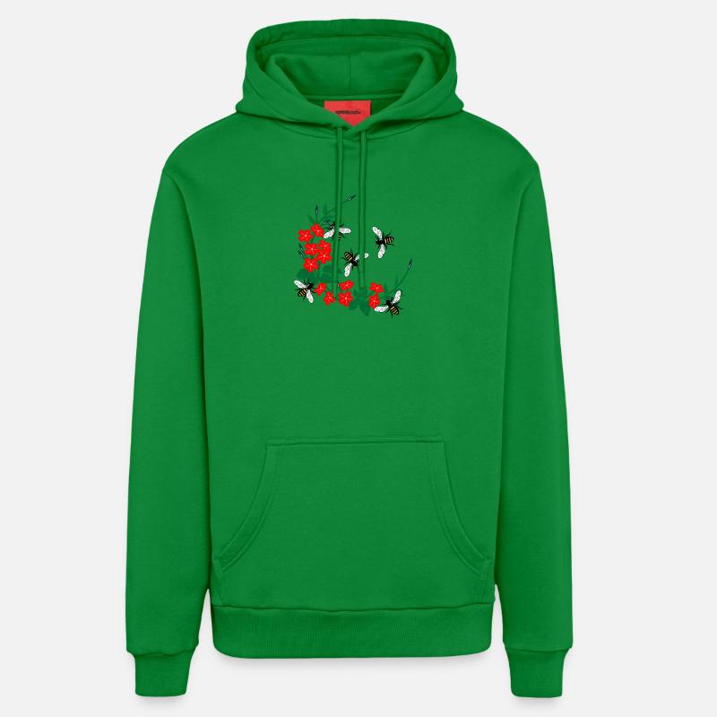 Couronne de fleurs avec des abeilles - Sweat à capuche bio décontracté fabriqué en UE - City Green