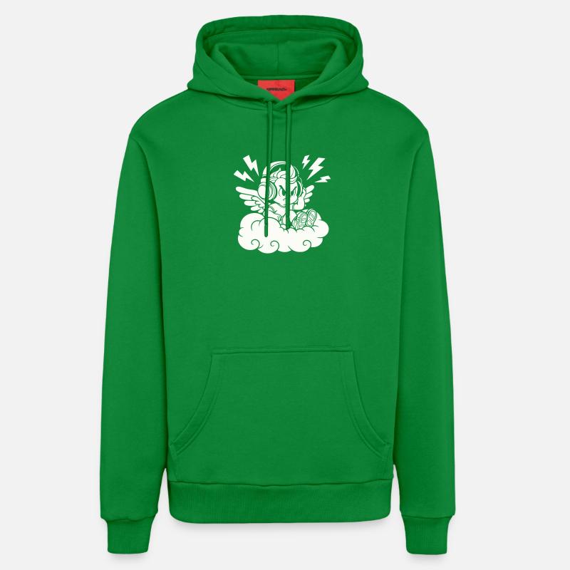 Musik Engel – Cherub mit Kopfhörern - Organic Relaxed Hoodie Made in EU - City Green