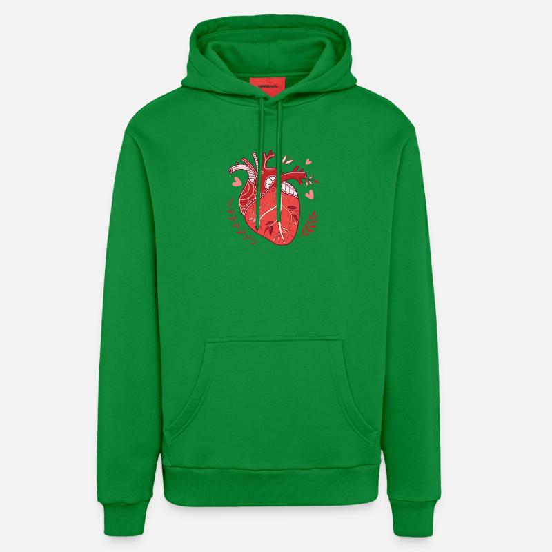 Coeur anatomique dans un style moderne - Sweat à capuche bio décontracté fabriqué en UE - City Green