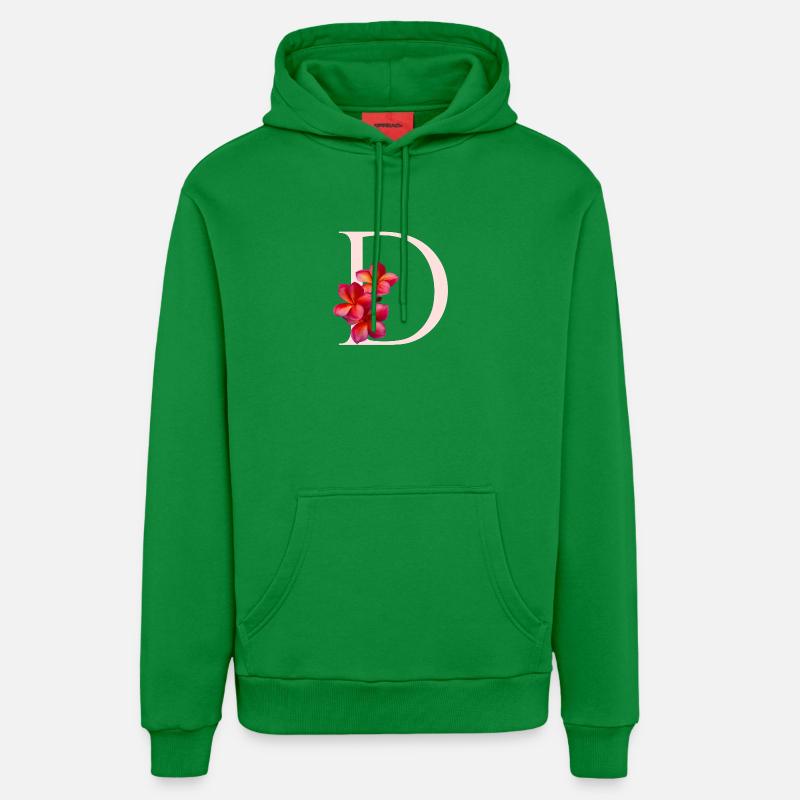 Monogramme D avec Frangipani - Sweat à capuche bio décontracté fabriqué en UE - City Green