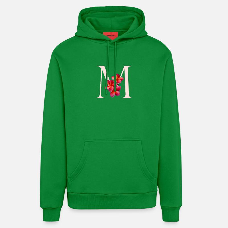 Monogramme M avec fleur rose - Sweat à capuche bio décontracté fabriqué en UE - City Green