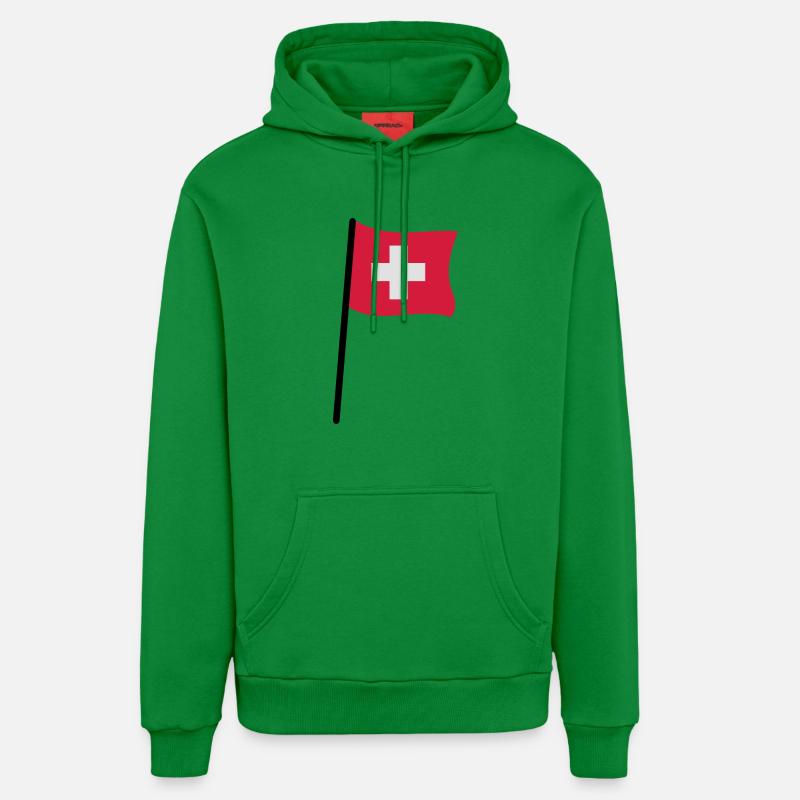 drapeau suisse - Sweat à capuche bio décontracté fabriqué en UE - City Green