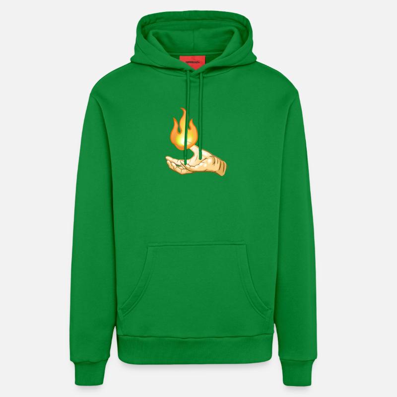 Flamme au-dessus de la main - Sweat à capuche bio décontracté fabriqué en UE - City Green