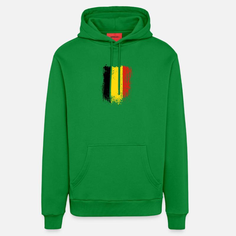 Rayures drapeau belge brossé - Sweat à capuche bio décontracté fabriqué en UE - City Green