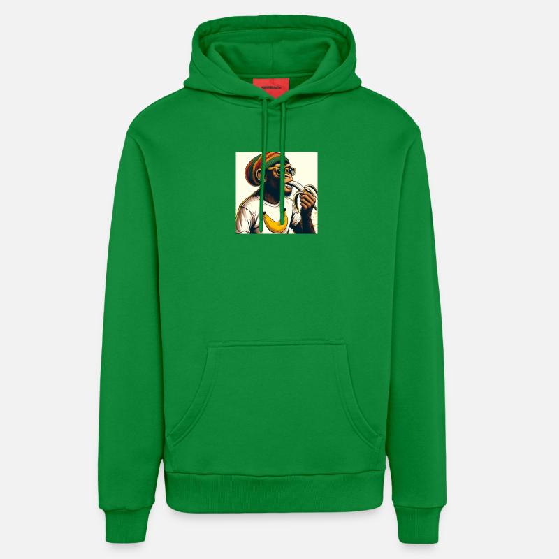 Cool monkey eats banana - Organic Relaxed Hoodie Made in EU - City Green