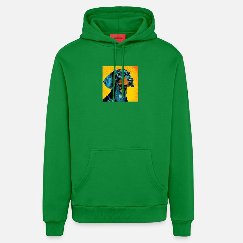 Teckel Pop Art - Sweat à capuche bio décontracté fabriqué en UE - City Green