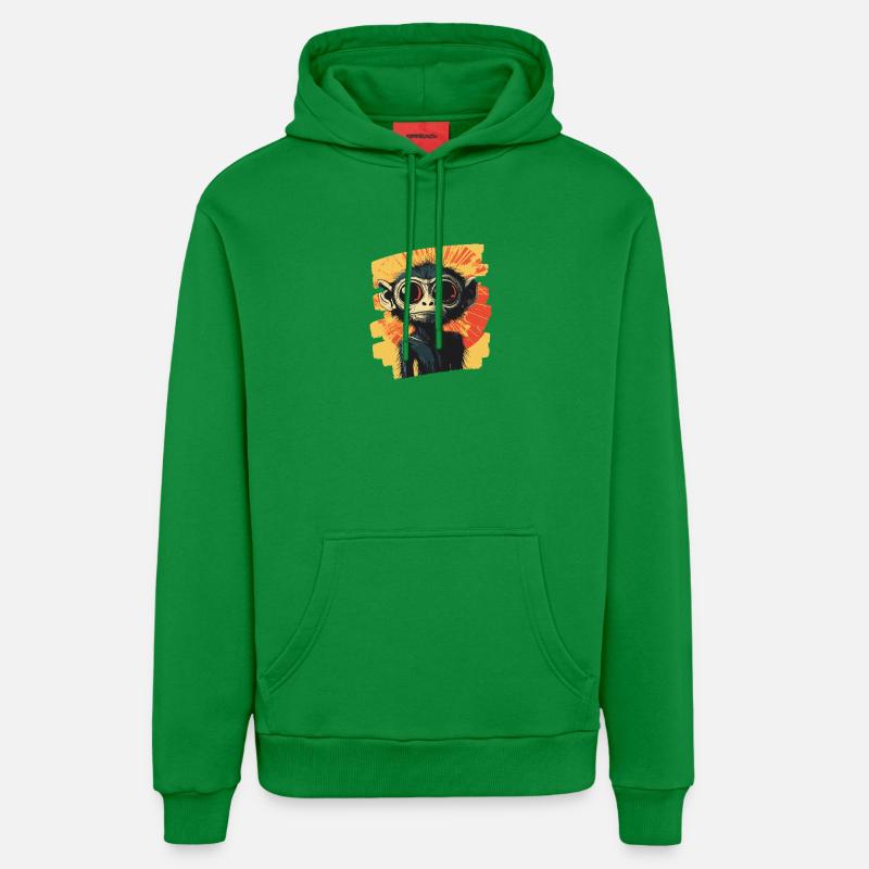 Singe araignée rétro - Sweat à capuche bio décontracté fabriqué en UE - City Green