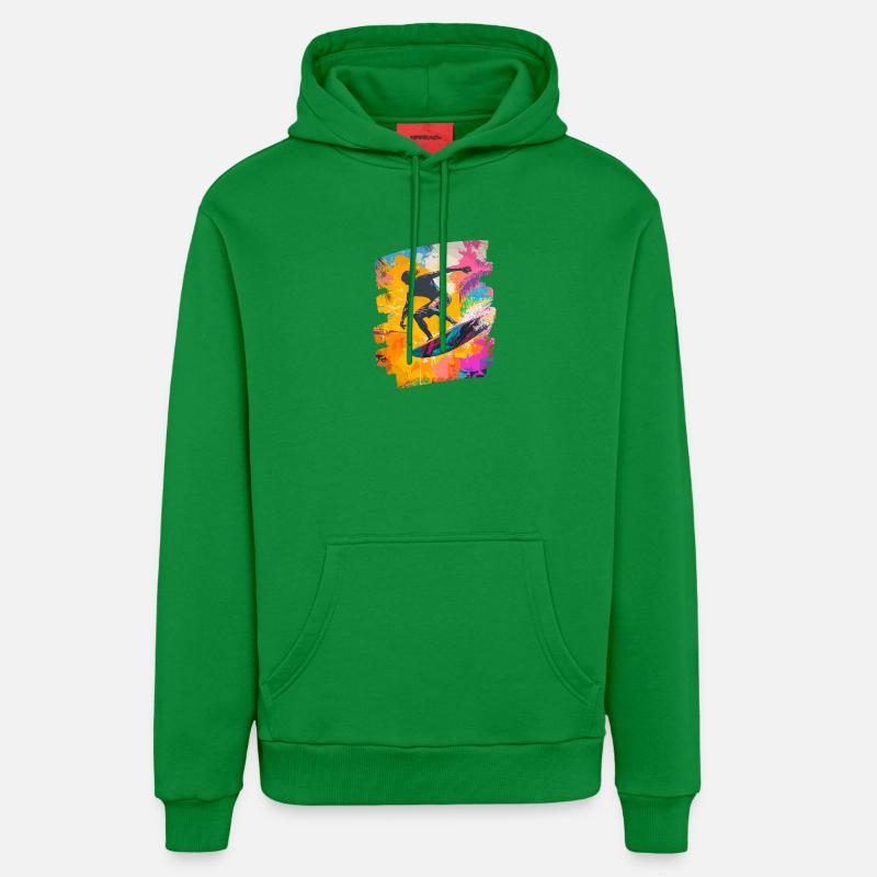 Surfeur Surf Planche de surf Surf - Sweat à capuche bio décontracté fabriqué en UE - City Green