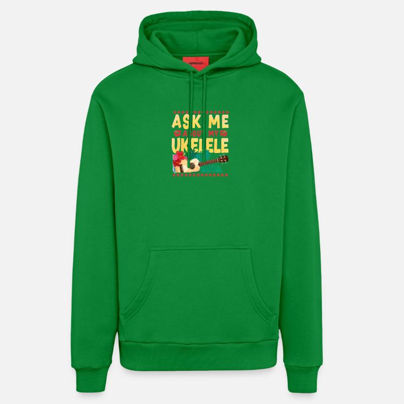 Ukulélé hawaïen Ukulélé Demandez-moi à propos - Sweat à capuche bio décontracté fabriqué en UE - City Green