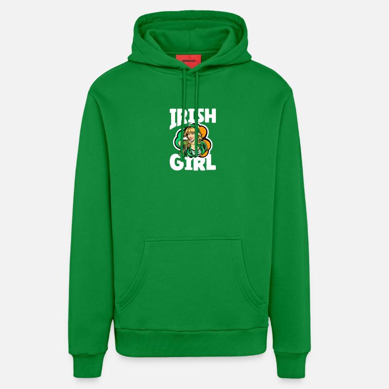 Fille irlandaise avec trèfle vert - Sweat à capuche bio décontracté fabriqué en UE - City Green
