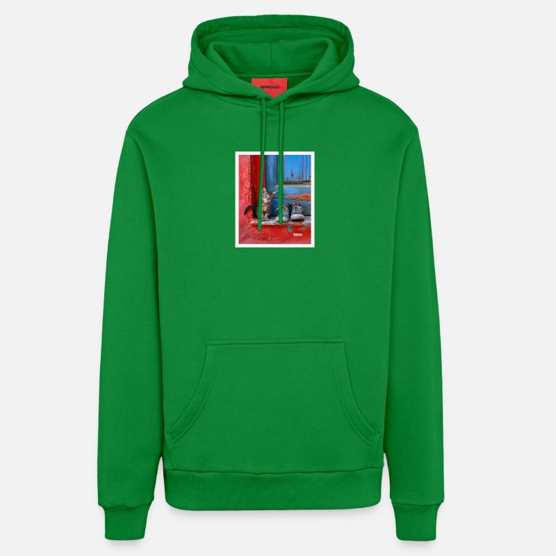 chat doux - Sweat à capuche bio décontracté fabriqué en UE - City Green
