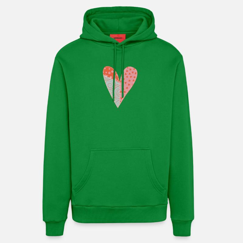 Coeur Patchwork No1 - Sweat à capuche bio décontracté fabriqué en UE - City Green