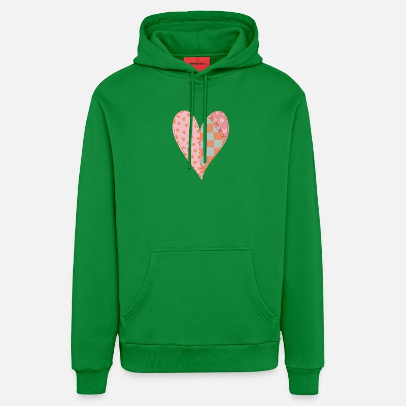 Coeur Patchwork No2 - Sweat à capuche bio décontracté fabriqué en UE - City Green