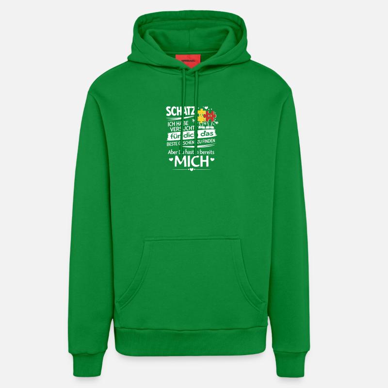 Schatz Geschenk Spruch Puzzleherz - Organic Relaxed Hoodie Made in EU - City Green