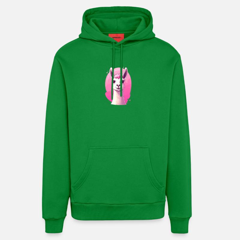 Lama / Alpaga devant le rose - Sweat à capuche bio décontracté fabriqué en UE - City Green