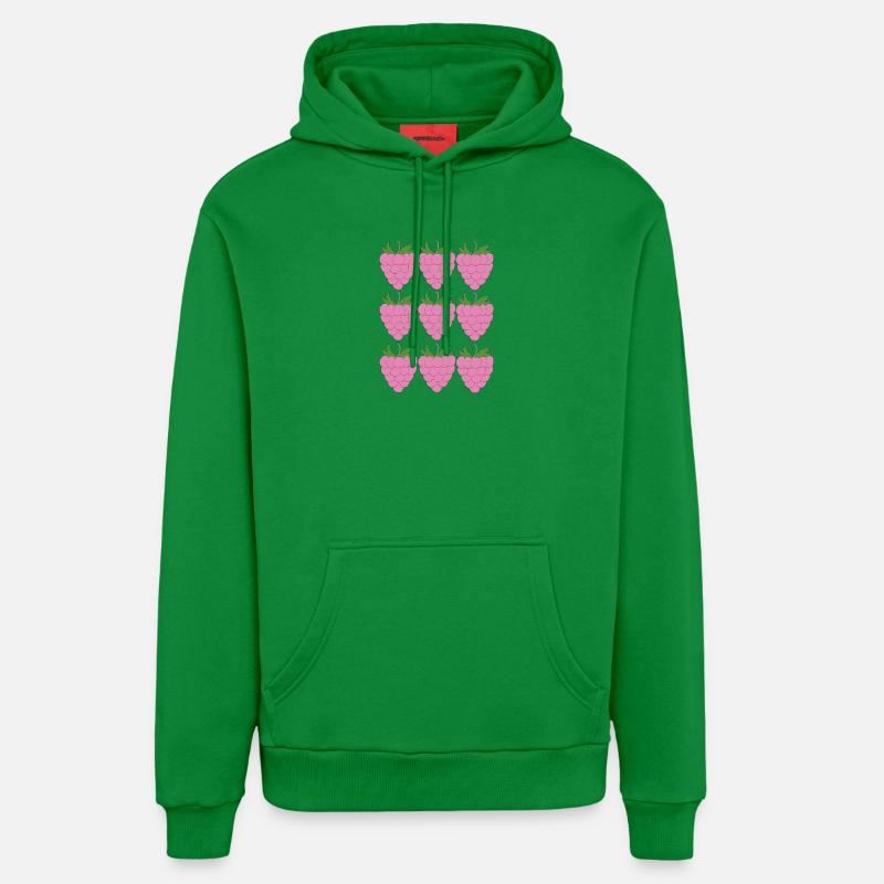 Raspberry Grid Pattern - Organic Relaxed Hoodie Made in EU - City Green