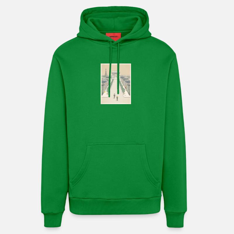 Arrivée à Paris — Souvenir du cyclisme - Sweat à capuche bio décontracté fabriqué en UE - City Green
