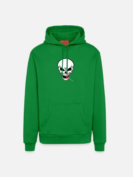 Rebellenschädel mit rotem Lutscher - Organic Relaxed Hoodie Made in EU - City Green