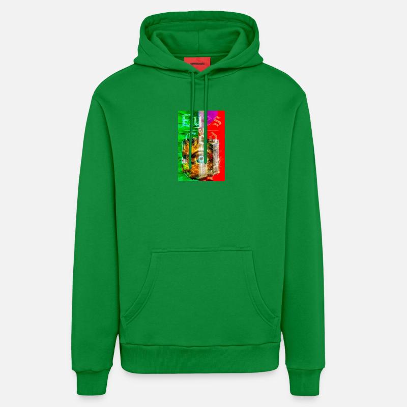Œil néon dans Metal Circle - Sweat à capuche bio décontracté fabriqué en UE - City Green