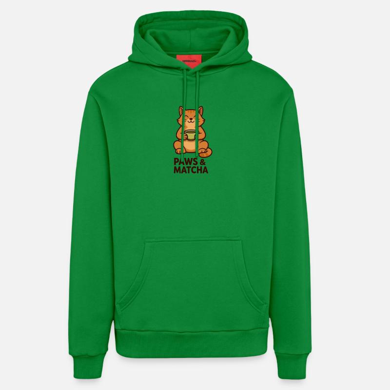 Pattes & Matcha Chat - Sweat à capuche bio décontracté fabriqué en UE - City Green