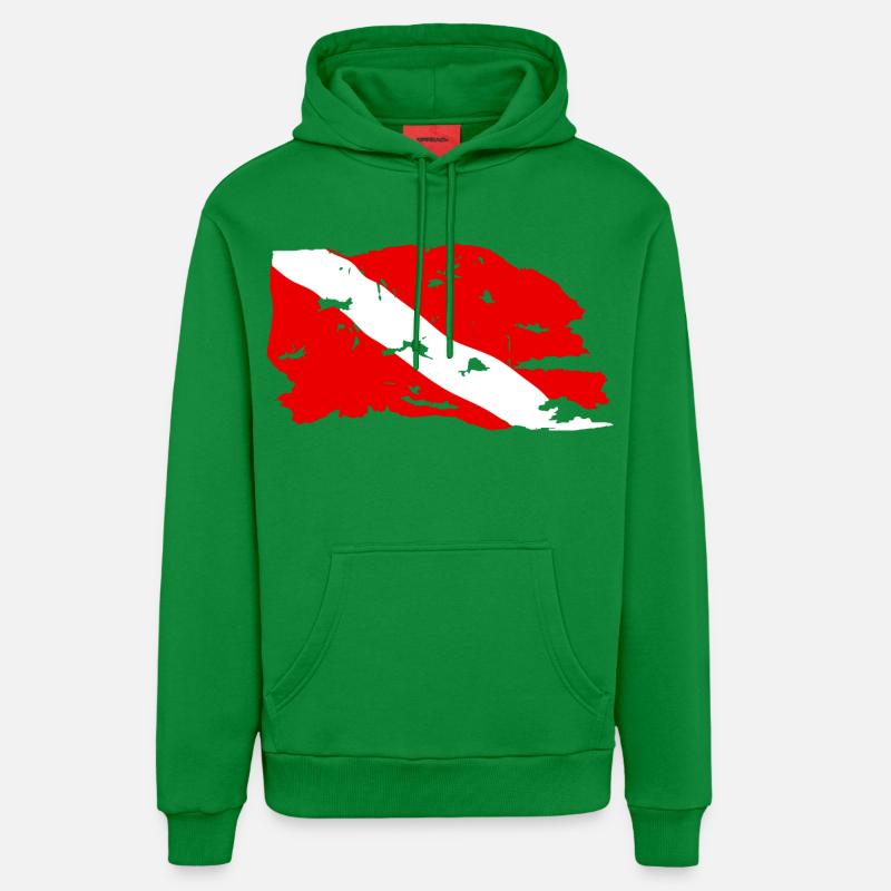Drapeau Plongée Usé - Sweat à capuche bio décontracté fabriqué en UE - City Green