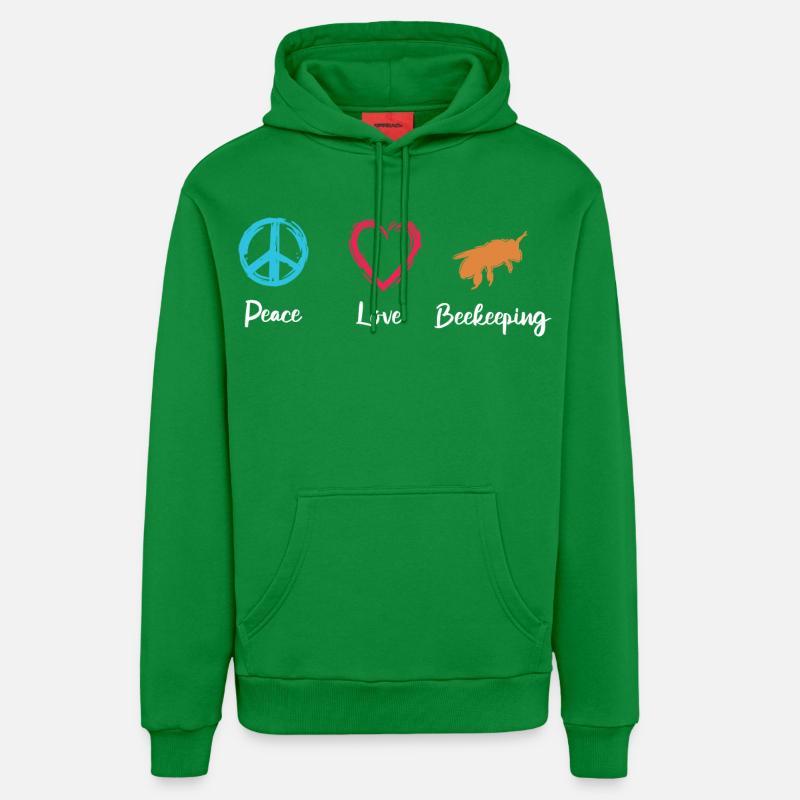 Paix Amour Apiculture - Sweat à capuche bio décontracté fabriqué en UE - City Green
