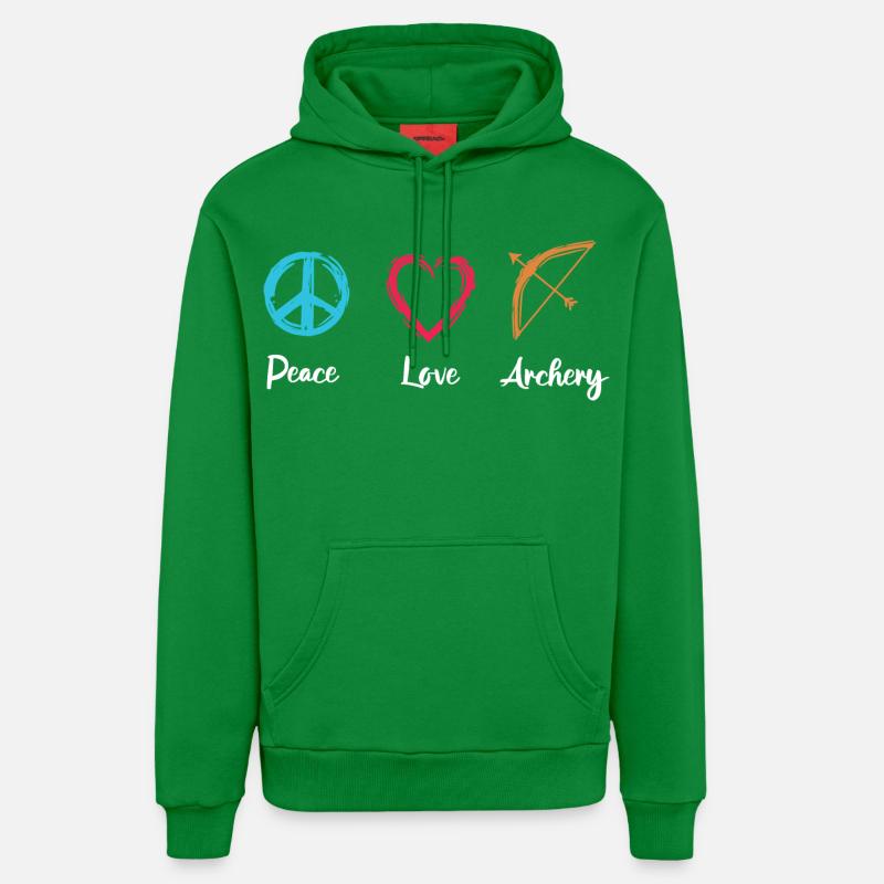 Tir à l’arc Peace Love - Sweat à capuche bio décontracté fabriqué en UE - City Green