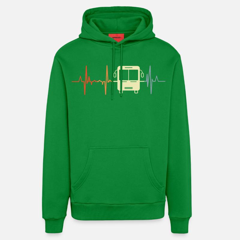 Fréquence cardiaque du bus - Sweat à capuche bio décontracté fabriqué en UE - City Green