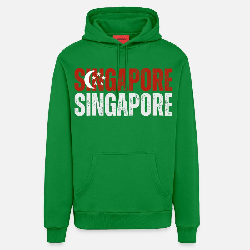 Drapeau de Singapour, j’aime Singapour - Sweat à capuche bio décontracté fabriqué en UE - City Green