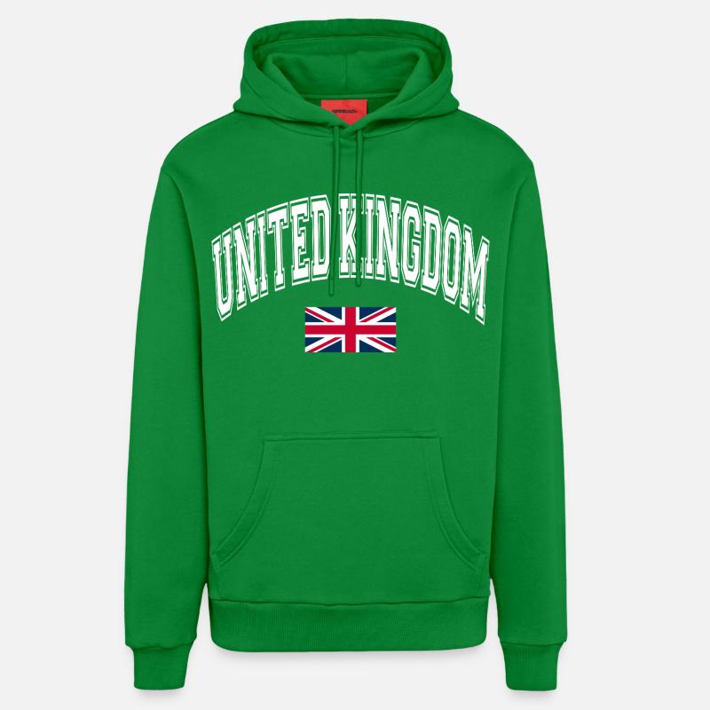 Drapeau du Royaume-Uni - Sweat à capuche bio décontracté fabriqué en UE - City Green