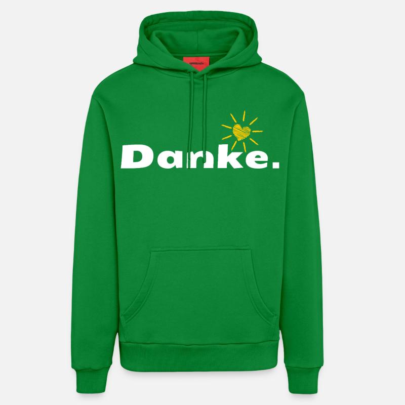 Merci HerzSonne Typography - Sweat à capuche bio décontracté fabriqué en UE - City Green