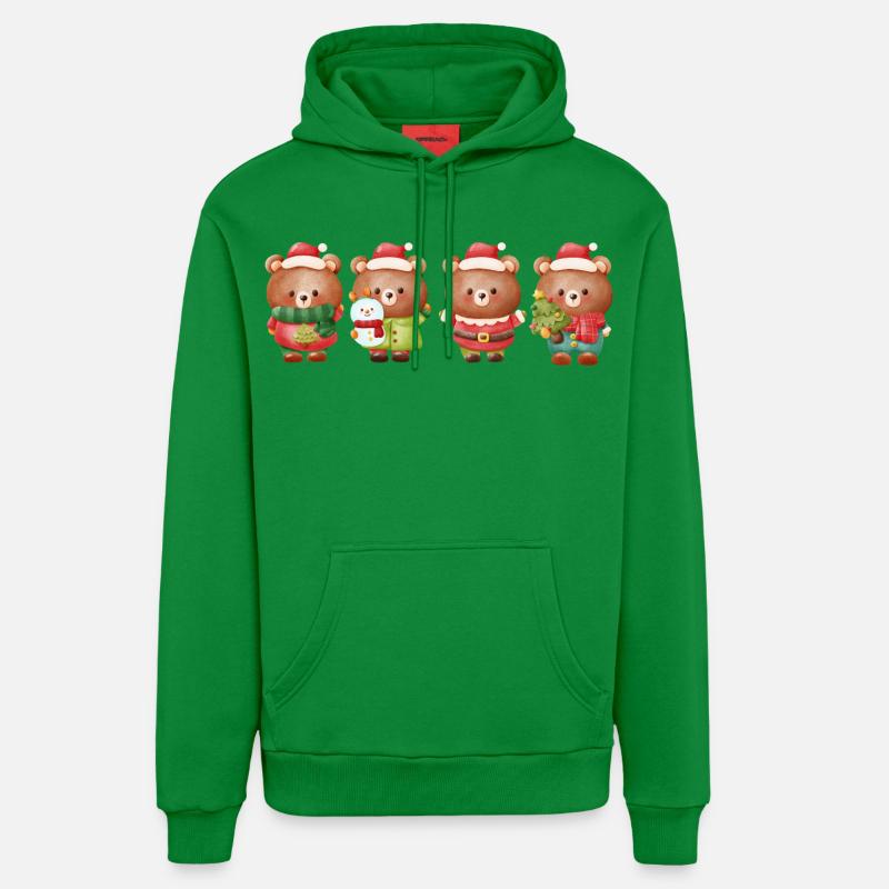 Quatuor d’ours de Noël festif - Sweat à capuche bio décontracté fabriqué en UE - City Green