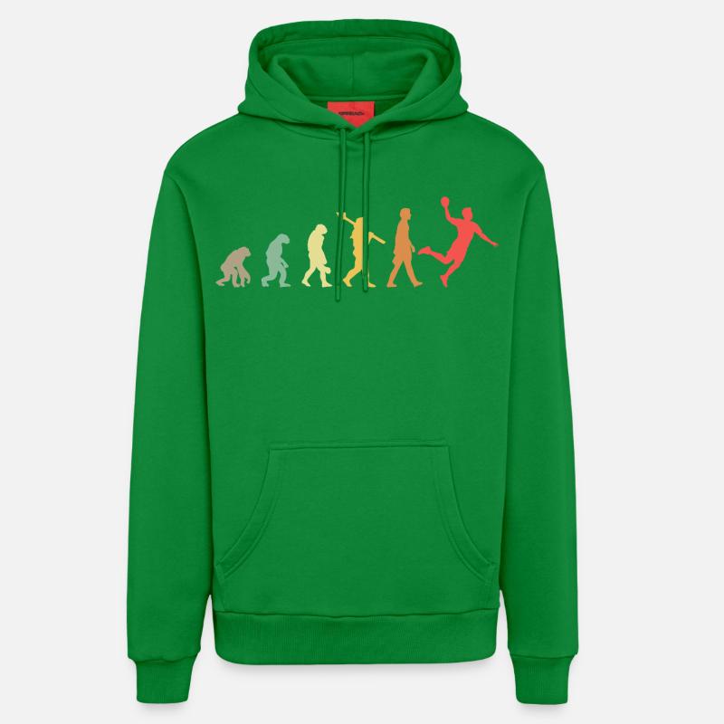 Évolution du handball Développement rétro - Sweat à capuche bio décontracté fabriqué en UE - City Green