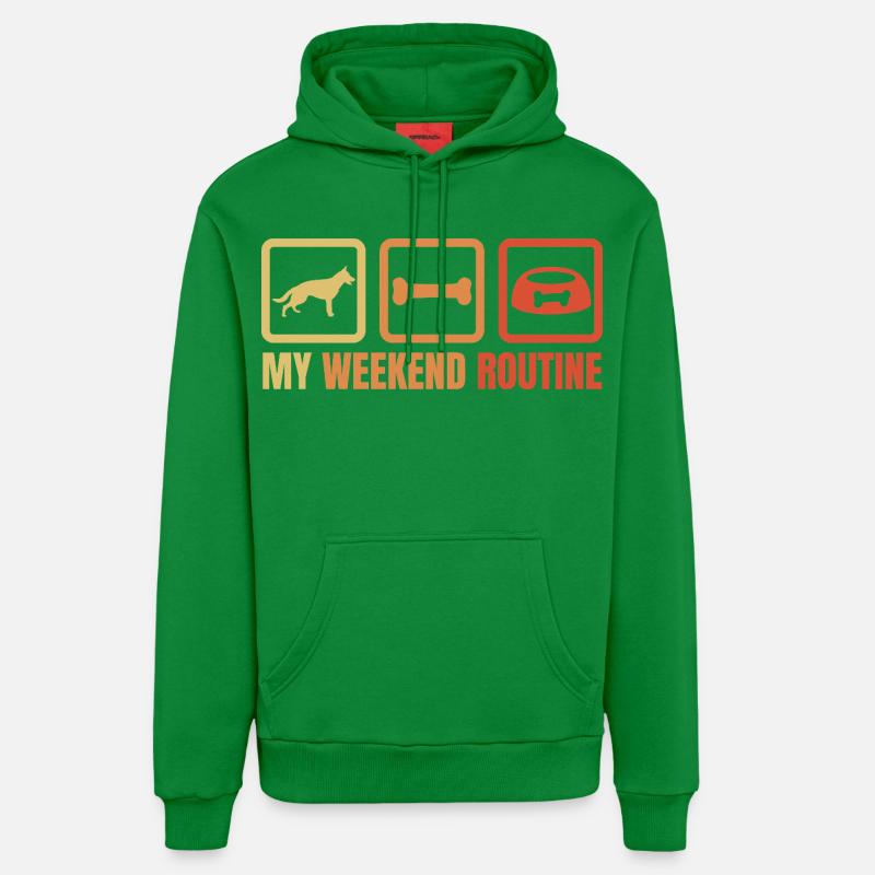 Routine du week-end du berger allemand - Sweat à capuche bio décontracté fabriqué en UE - City Green