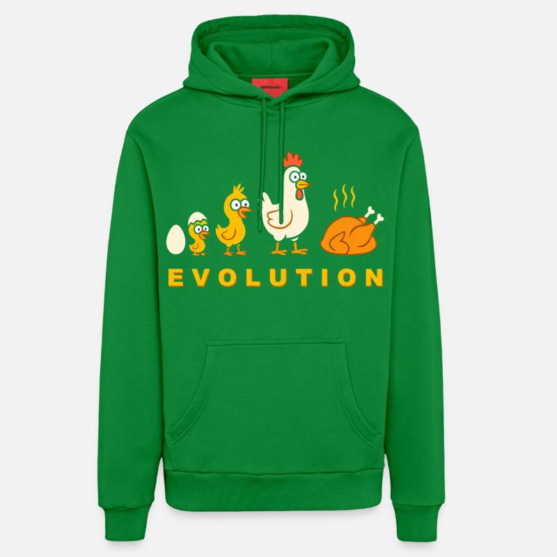 Evolution Poulet Poulet Poulet Drôle - Sweat à capuche bio décontracté fabriqué en UE - City Green