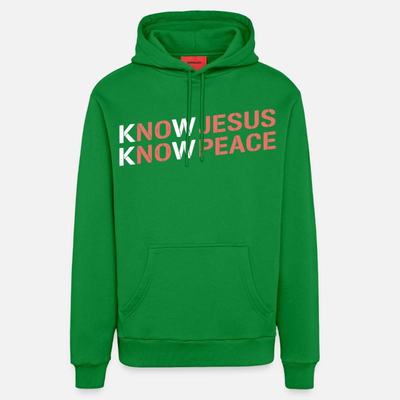 Know Jesus Know Peace Gradient - Sweat à capuche bio décontracté fabriqué en UE - City Green