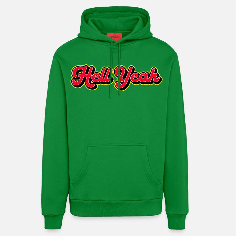 Hell Yeah 3D Retro Script - Sweat à capuche bio décontracté fabriqué en UE - City Green