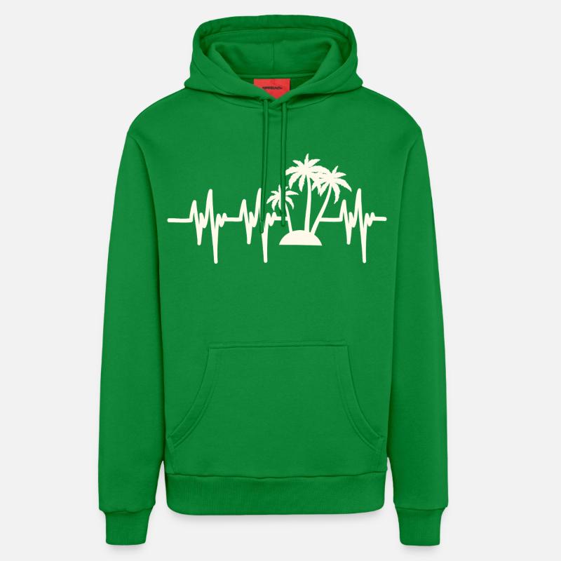 Vacances à la plage Heartbeat - Sweat à capuche bio décontracté fabriqué en UE - City Green