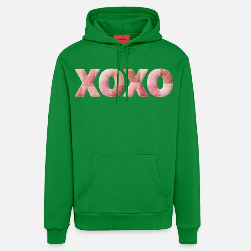 XOXO Patchwork disant Bisou-Câlin - Sweat à capuche bio décontracté fabriqué en UE - City Green