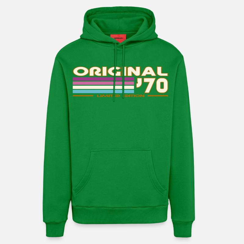 Original 70s Rayures Retro - Sweat à capuche bio décontracté fabriqué en UE - City Green