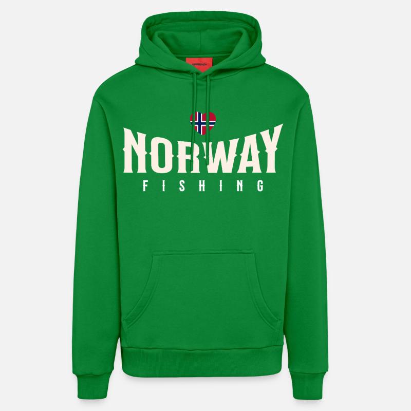 Norvège Pêche - Sweat à capuche bio décontracté fabriqué en UE - City Green